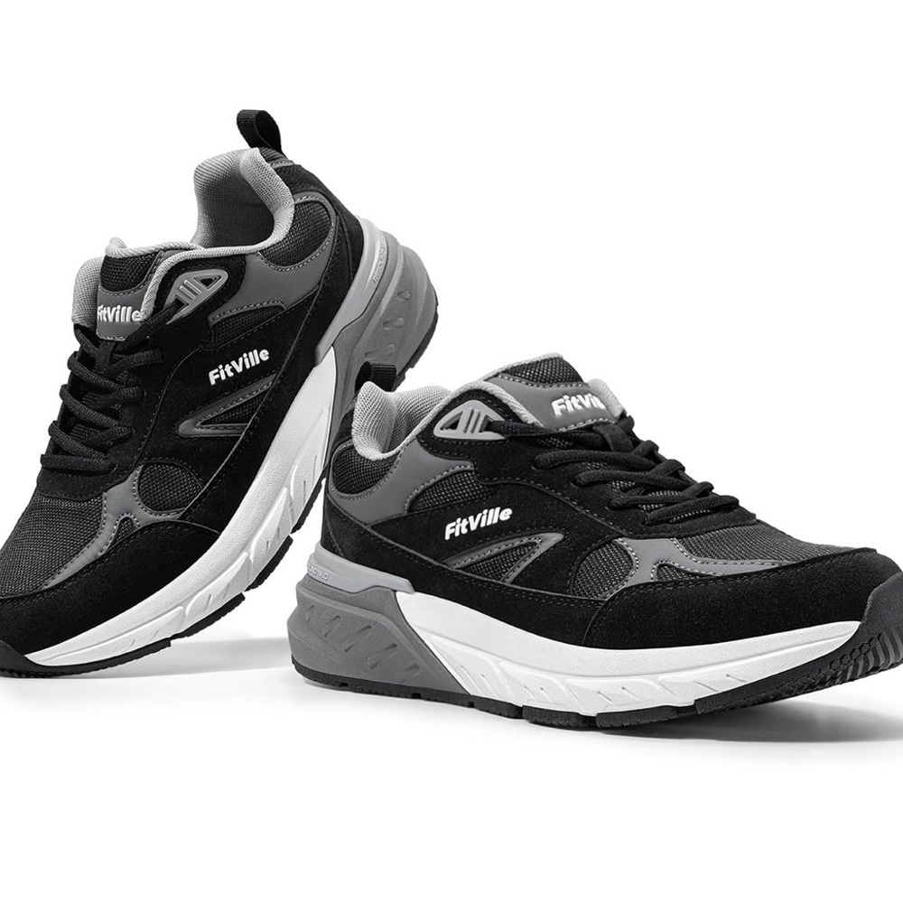 FitVille Men's Black Athletic Shoes